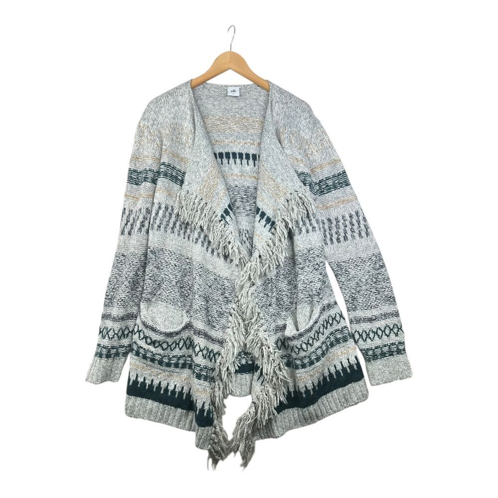 Cabi Shetland Fringe Waterfall Open Cardigan size Small Multicolor‎